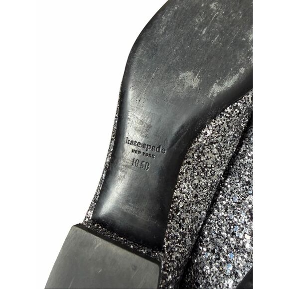 Kate Spade Buckle Up Glitter Flats Black Silver 10.5 Point Toe - Picture 8 of 9